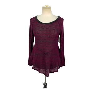 Simply Irresistible Purple Open Weave Long Sleeve Peplum Top Size Medium NWOT